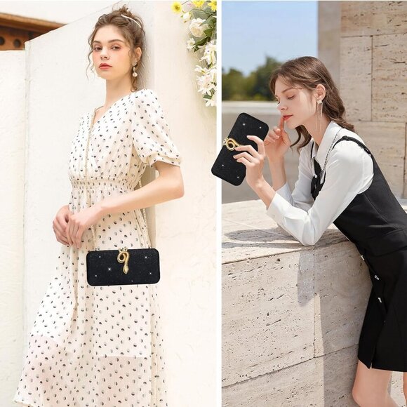 Chic Women's Evening Clutch: Kiss Lock, Detachable Chain, Perfect for Parties - Picture 6 of 6